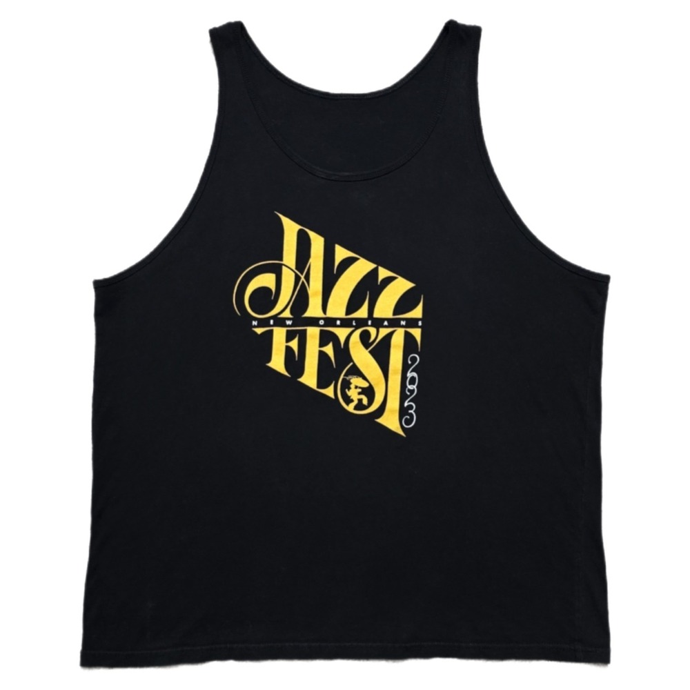 New Orleans Jazz & Heritage Festival Art Deco Black Tank Top Mens M T-Shirt 2023